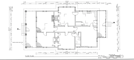 Preliminary floor plan blueprint for a California wildfire home rebuild